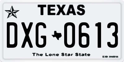 TX license plate DXG0613
