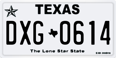 TX license plate DXG0614