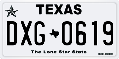 TX license plate DXG0619