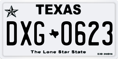 TX license plate DXG0623