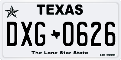 TX license plate DXG0626