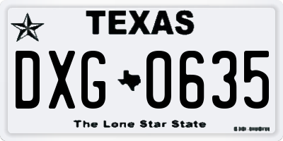 TX license plate DXG0635