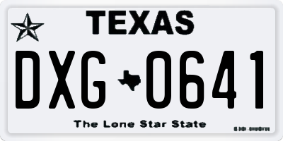 TX license plate DXG0641