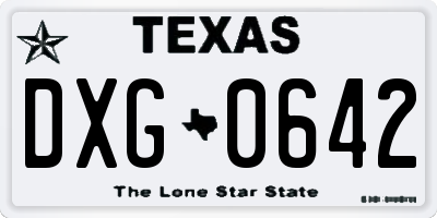 TX license plate DXG0642