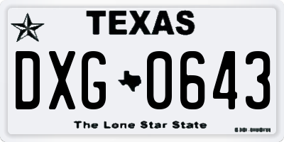 TX license plate DXG0643
