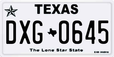 TX license plate DXG0645