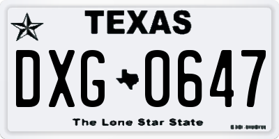 TX license plate DXG0647