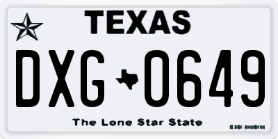 TX license plate DXG0649