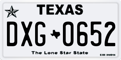 TX license plate DXG0652