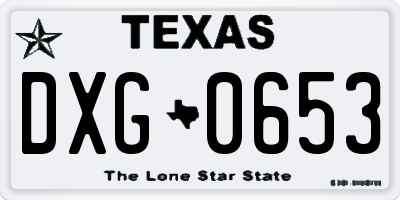 TX license plate DXG0653