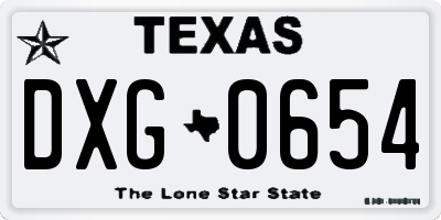 TX license plate DXG0654