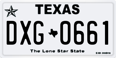 TX license plate DXG0661