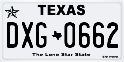 TX license plate DXG0662
