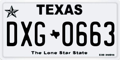 TX license plate DXG0663