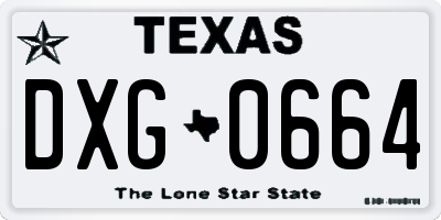 TX license plate DXG0664