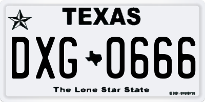 TX license plate DXG0666
