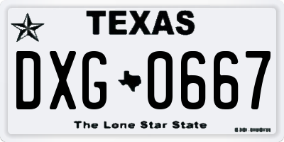 TX license plate DXG0667