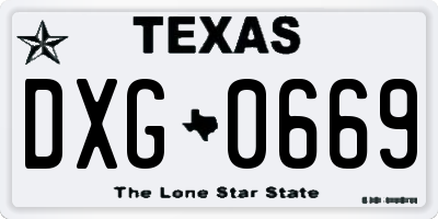 TX license plate DXG0669
