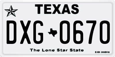 TX license plate DXG0670