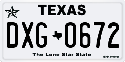 TX license plate DXG0672