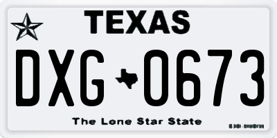 TX license plate DXG0673