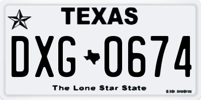 TX license plate DXG0674