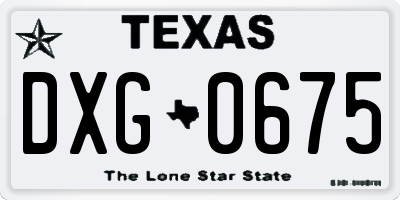 TX license plate DXG0675