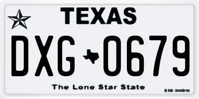 TX license plate DXG0679