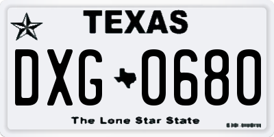 TX license plate DXG0680