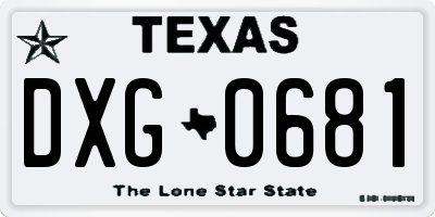 TX license plate DXG0681