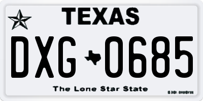 TX license plate DXG0685