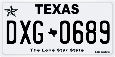 TX license plate DXG0689
