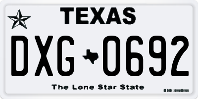TX license plate DXG0692