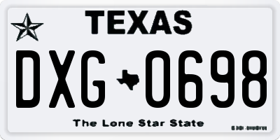 TX license plate DXG0698