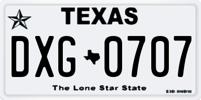 TX license plate DXG0707