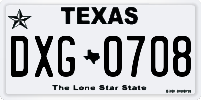 TX license plate DXG0708