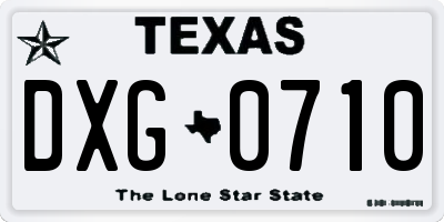 TX license plate DXG0710
