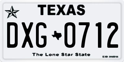 TX license plate DXG0712