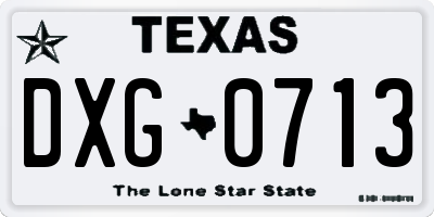 TX license plate DXG0713
