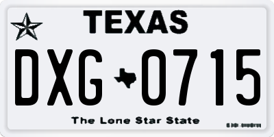 TX license plate DXG0715
