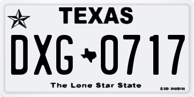 TX license plate DXG0717