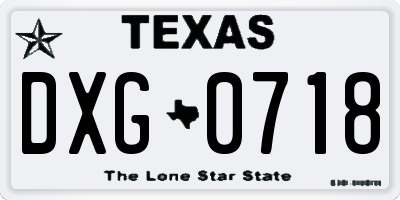 TX license plate DXG0718