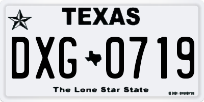 TX license plate DXG0719