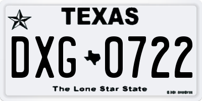 TX license plate DXG0722