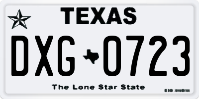 TX license plate DXG0723