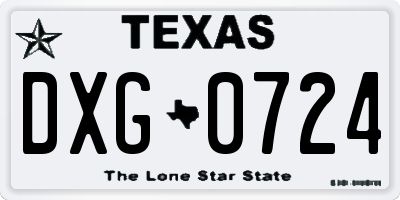 TX license plate DXG0724