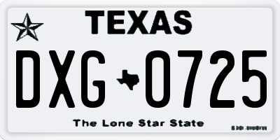 TX license plate DXG0725