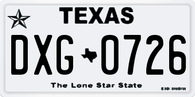 TX license plate DXG0726