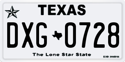 TX license plate DXG0728