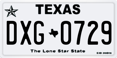 TX license plate DXG0729
